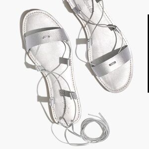 Madewell Boardwalk Lace-Up Silver Strappy Sandals